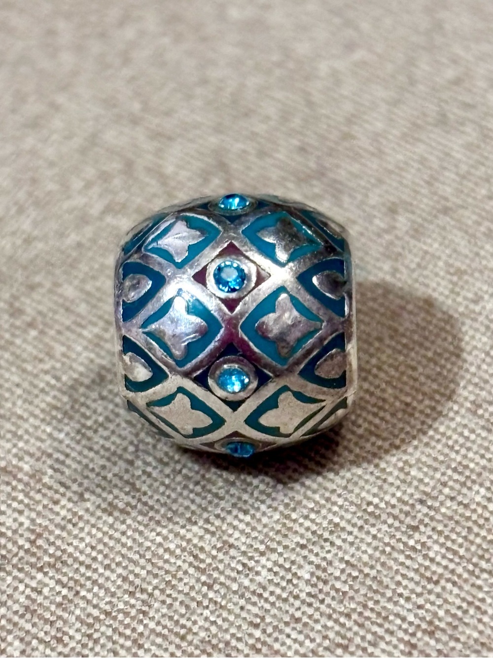 Brighton Zahra bead Silver Turquoise & purple enamel Turquoise crystals Retired
